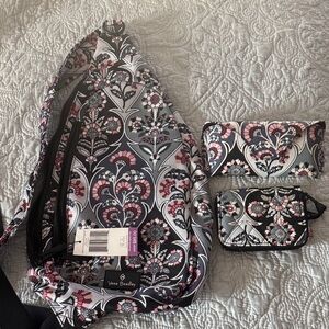 Vera Bradley Black and Pink Floral Crossbody Bag